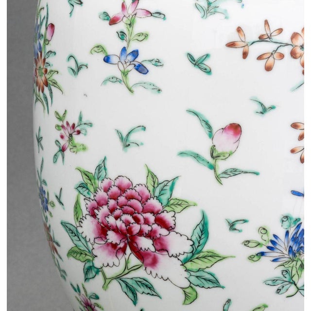Wood Chinese Famille Rose Porcelain Vase as a Lamp For Sale - Image 7 of 10
