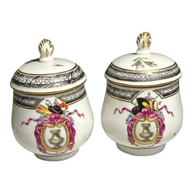 Pair of 18th Century Ludwigsburg Porcelain Pots De Crème For Sale