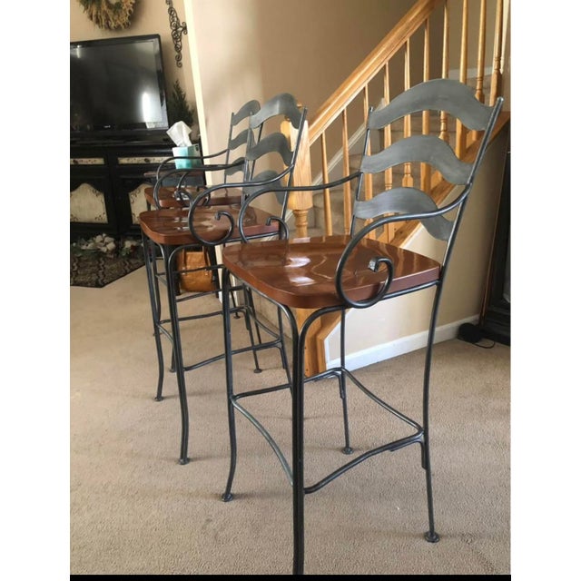 1990s Ethan Allen Tall Stools-Set of 3 For Sale In Philadelphia - Image 6 of 15