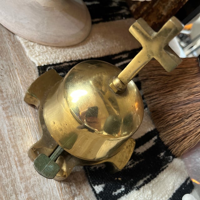 Late 20th Century Late 20th Century Vintage Brass Church Cross Bell For Sale - Image 5 of 5