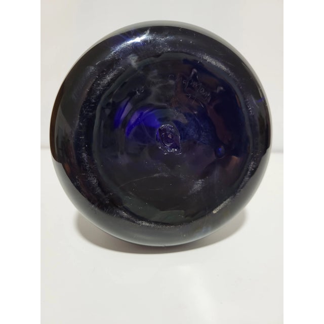 Blue 1970s Loren Chapman Abstract Art Glass Vase For Sale - Image 8 of 11