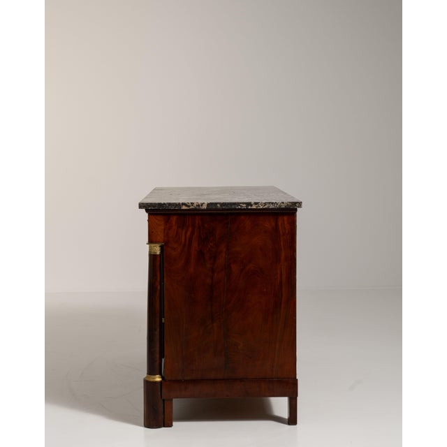 Mid 19th Century 1860s French Chestnut Brown Empire Chest of Drawers with Marble Top For Sale - Image 5 of 15
