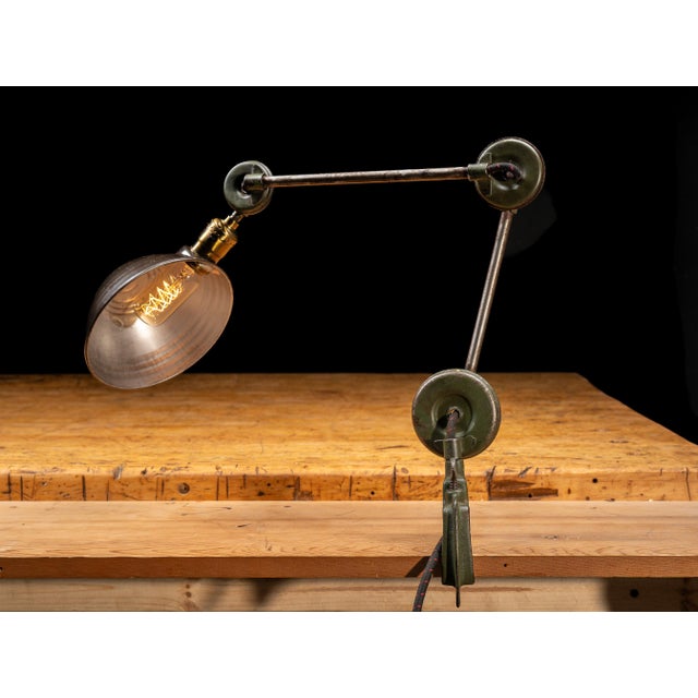 1930s Vintage Industrial Articulating Table Mount Task Lamp For Sale - Image 5 of 11