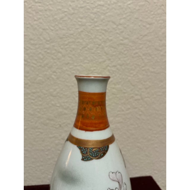 Mid 20th Century Small Hand‑Painted Asian Decorative Coralene Vase For Sale - Image 4 of 12