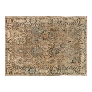 Early 20th Century Botanic Persian Tabriz Handmade Wool Rug For Sale