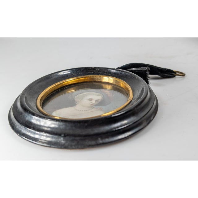 Wood 19th Century English Georgian Style Victorian Miniature Portrait of a Lady For Sale - Image 7 of 13