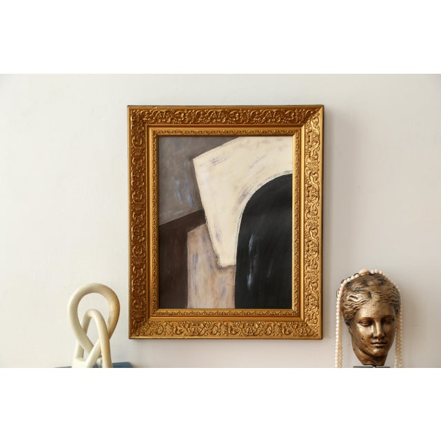 Original Framed Abstract Painting in Antique Gold Frame For Sale - Image 4 of 13