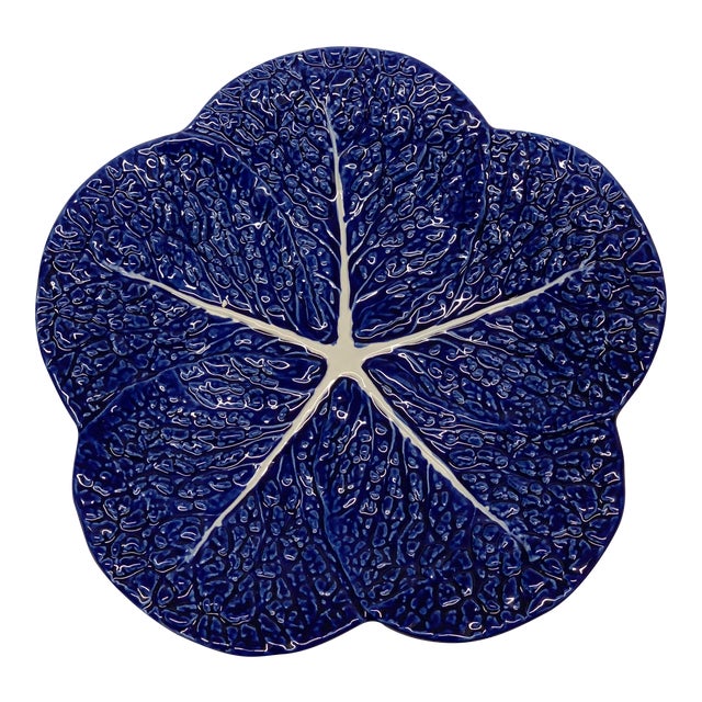 Portuguese Dark Blue Handmade Ceramic Lettuce Plates Chairish