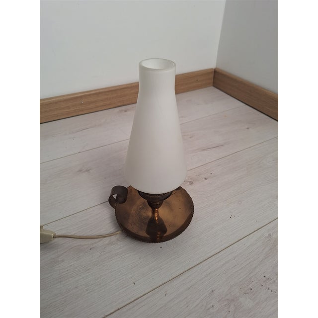 Goldenrod Brass Bugia Table Lamp with Opal Glass from Stilnovo, 1950s For Sale - Image 8 of 11