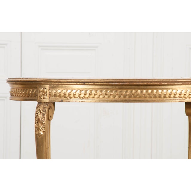 French French 19th Louis XVI Style Oval Giltwood Occasional Table For Sale - Image 3 of 13