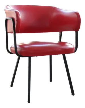 Vintage Armchair in Red Leather, 1960