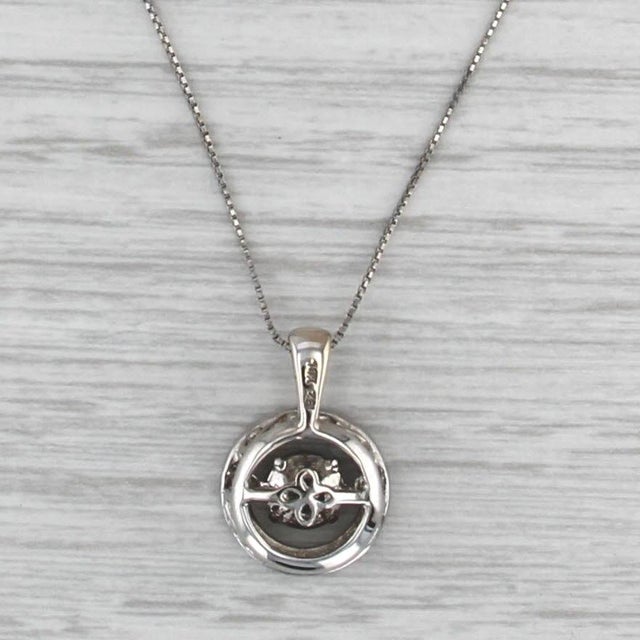 0.83ctw Floating Diamond Halo Pendant Necklace 14k White Gold 18.75" Box Chain For Sale - Image 4 of 9