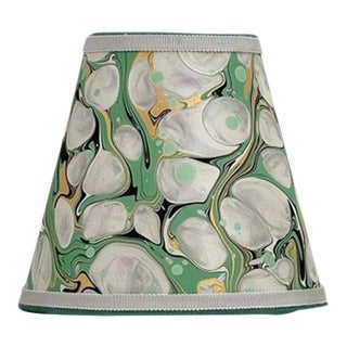 Kelly Geen and Gray Marbled Paper Chandelier Shade - 3”x4”x4” For Sale