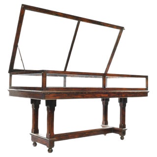 Glass Display Table in Weathered Wood For Sale