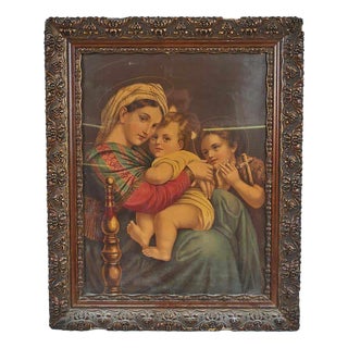 Raffaello Sanzio, Madonna Della Sedia, Oleograph, Framed For Sale