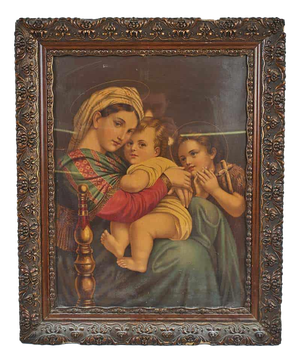 Raffaello Sanzio, Madonna Della Sedia, Oleograph, Framed