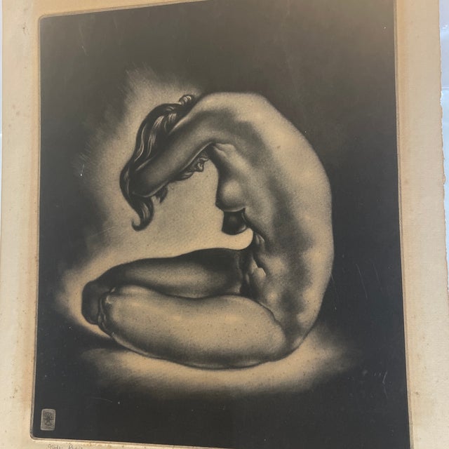 Black 20th Century Mezzotint Print by American Artist Reynold Weidenaar Titled Reverie From the Edition of 250 Made in 1950 Signed For Sale - Image 8 of 12