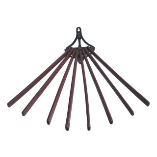 Art Deco Wooden and Wrought Iron Fan-Shaped Towel Rack, 1930s For Sale