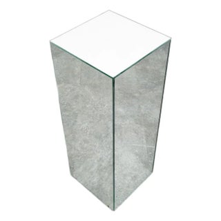 Mid Century Modern Pedestal Mirror Square Table Display Art Glass Rectangular For Sale