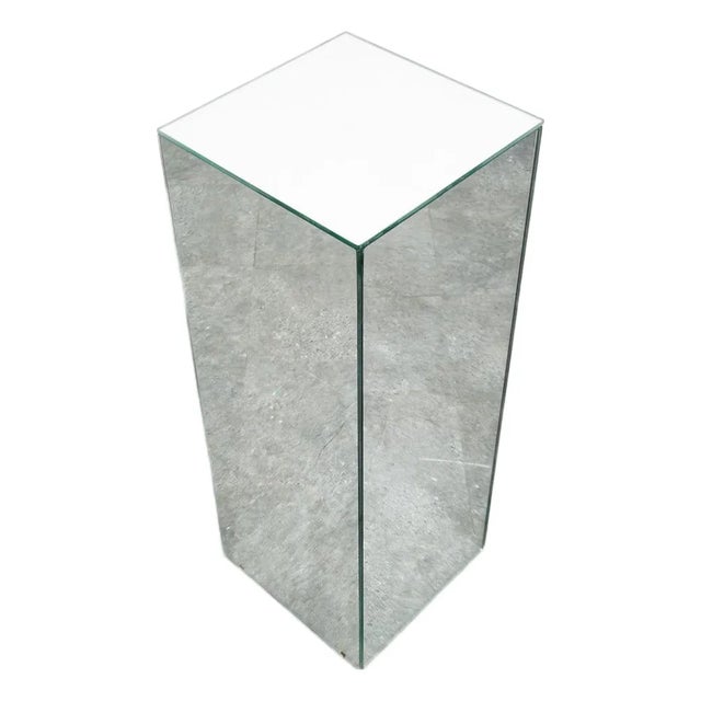 Mid Century Modern Pedestal Mirror Square Table Display Art Glass Rectangular For Sale