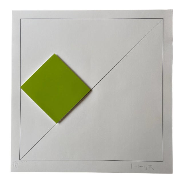 Gottfried Honegger, Composition 1 3D Square (Green), 2015, Silkscreen For Sale