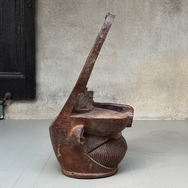 African Antique Hand Carved Cameroonian African Batcham Headdress/Chair For Sale - Image 3 of 12
