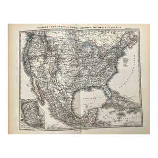 1877 Stieler Map of US and Mexico For Sale