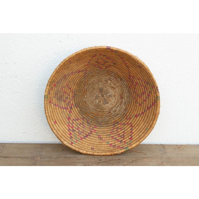 Tribal Vintage Woven Basket With Geometric Pattern For Sale - Image 3 of 6