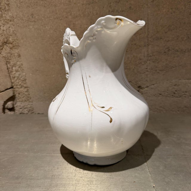 Antique White Porcelain Pitcher Francaise La Porcelain French Country For Sale - Image 4 of 12