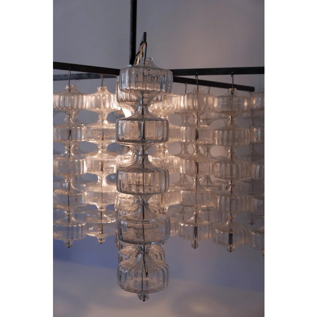Large Mid-Century German Glass and Steel Chandelier by Aloys Ferdinand Gangkofner, 1960s For Sale - Image 17 of 18