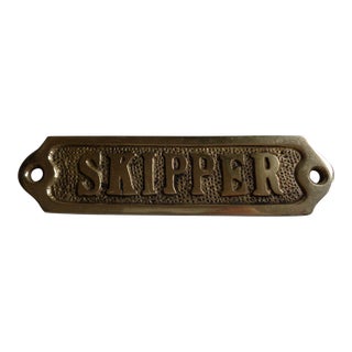 Vintage Brass Ship's 'Skipper' Sign or Plaque For Sale