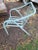 Mid-Century Modern Mid 19th Century Brown Jordan Patio Chair Metal Vertical Vinyl Strap Double Arm Aqua Stacks MCM For Sale - Image 3 of 4