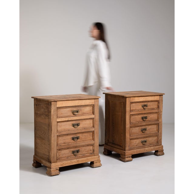 Pair of Oak Chests of Drawers with Brass Hardware, Antique, France, Early 20th Century For Sale - Image 16 of 16