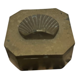 1960s Trinket Box Brass With Shell For Sale