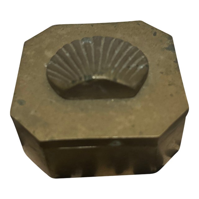 1960s Trinket Box Brass With Shell For Sale