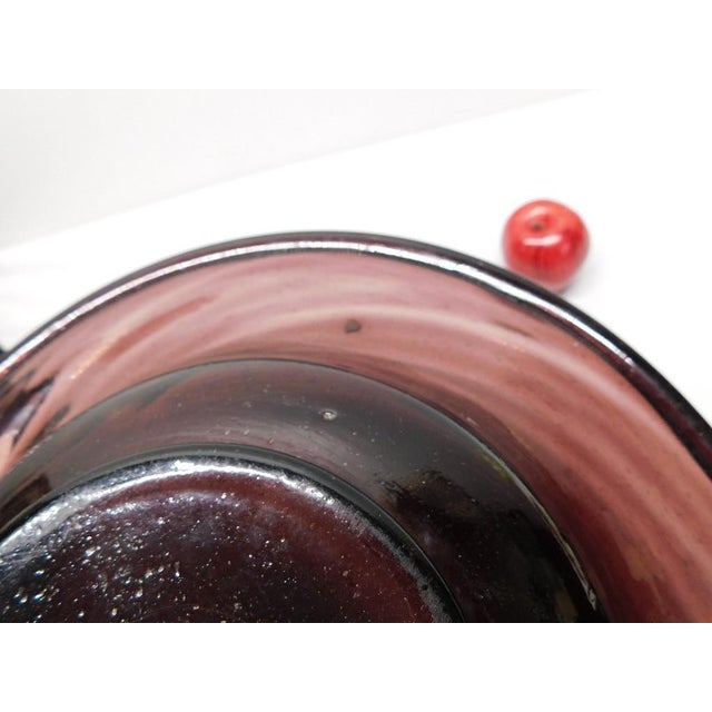 Glass Mid-Century Modern Hand-Blown Large Amethyst Glass Centerpiece Bowl For Sale - Image 7 of 8