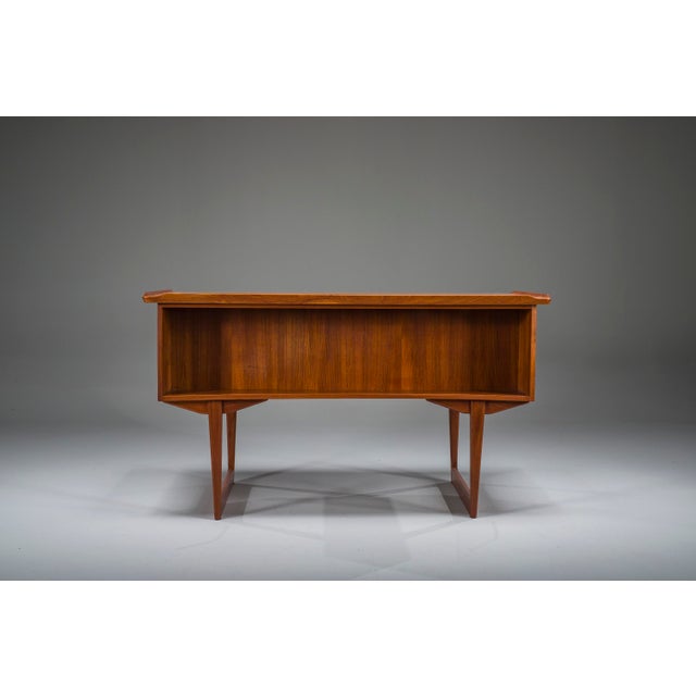 Mid-Century Modern Mid-Century Danish Freestanding Teak Desk with Raised Lip Edge, 1960s For Sale - Image 3 of 18