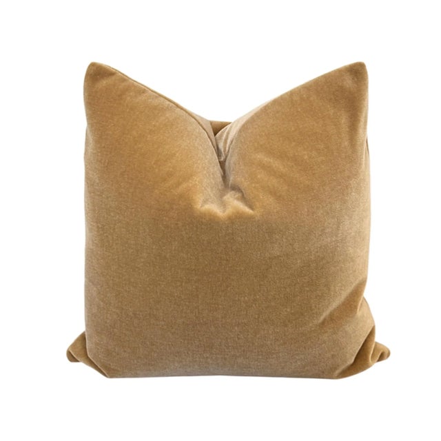 Contemporary Plush 24" Golden Camel Down Filled Mohair Pillow For Sale - Image 3 of 3
