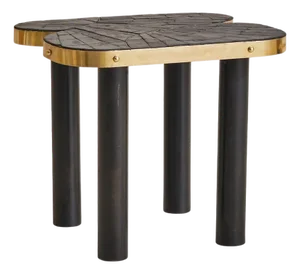 Vintage French Slate + Brass Side Table Signed MARLO