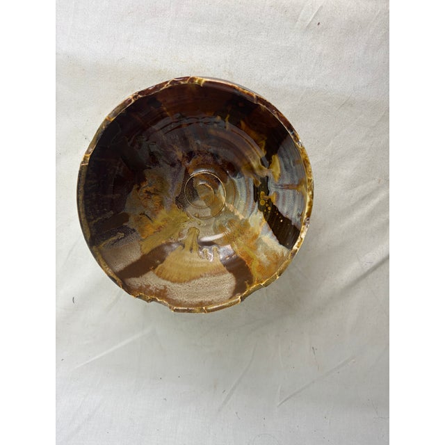 Late 20th Century Organic Pottery Bowl by Flynn Sochon W/ Deckled Rim For Sale - Image 5 of 8