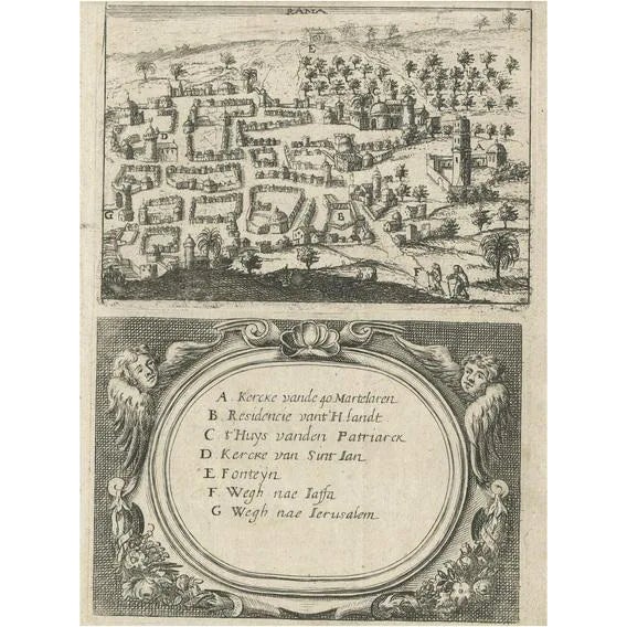 Map of Rama or Ramma Ramallah? In Palestine or the Holy Land, ca.1730 For Sale