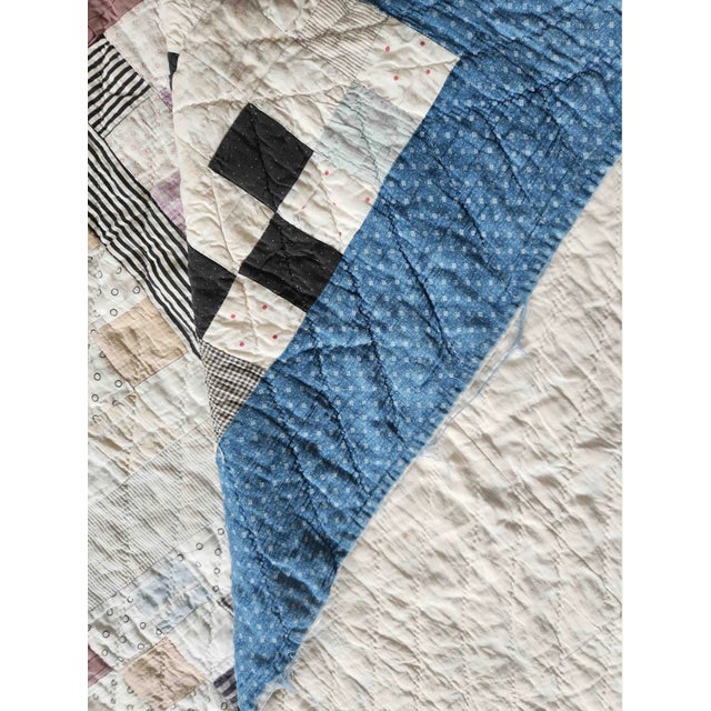 1920s Antique Hand Quilted Scrap Patchwork Quilt C1930s Folk Art Textile For Sale - Image 5 of 11