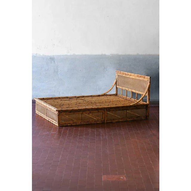 Double Bed with Bamboo and Vienna Straw Headboard, 1980s For Sale - Image 11 of 11