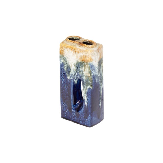 A West German fat lava chimney vase produced by the German ceramics manufacturer Marei Keramik. This rectangular vase...