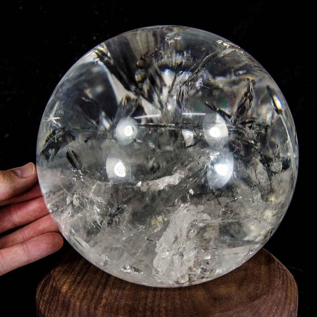 Large Clear Quartz Crystal Sphere / Orb / Ball (Brazil #G0255) 13.7 pounds weight Sphere is approximately 6.4 inches wide...