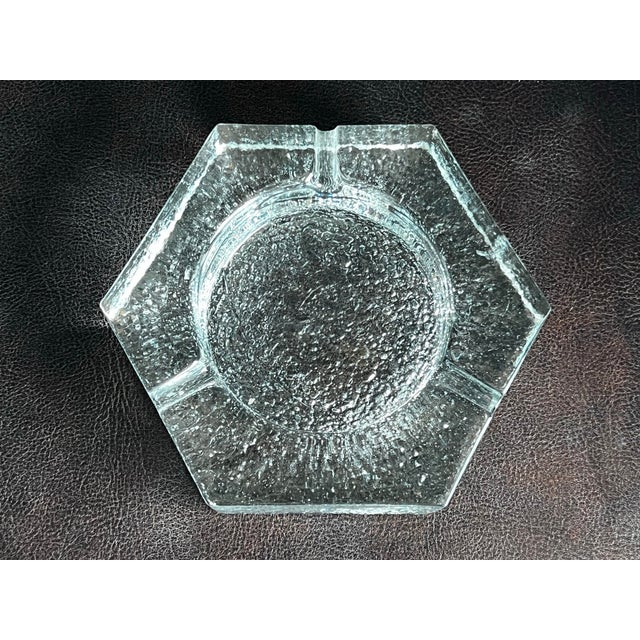 Transparent Extra Large MCM Ice Glass Hexagon Ashtray For Sale - Image 8 of 9