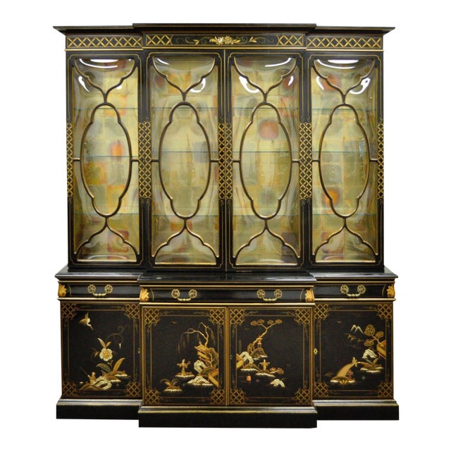 Vintage Karges Oriental Bubble Glass China Cabinet Breakfront