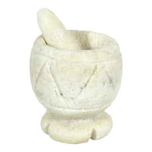 Small Vintage Primitive Carved Stone Mortar and Pestle