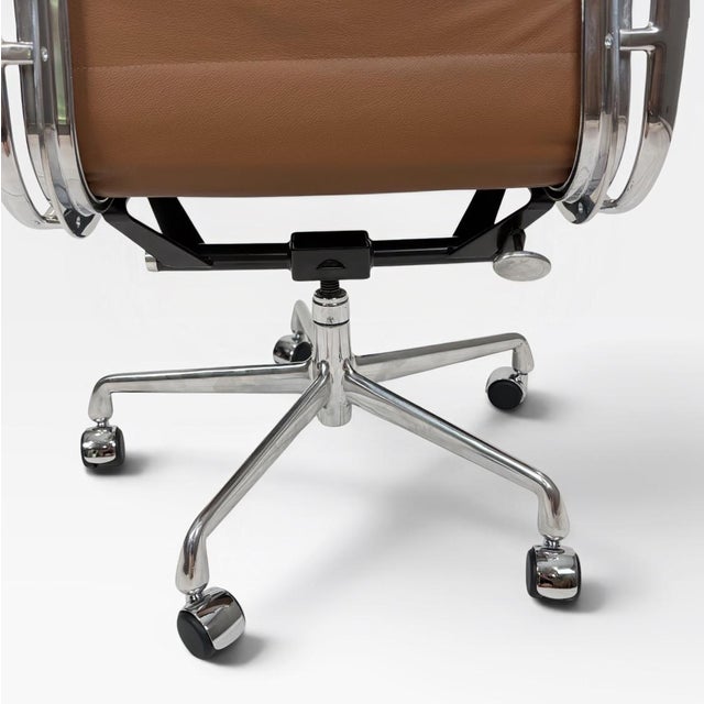 Eames for Herman Miller Aluminum Group Soft Pad Management Chair - Brown Leather For Sale - Image 9 of 11