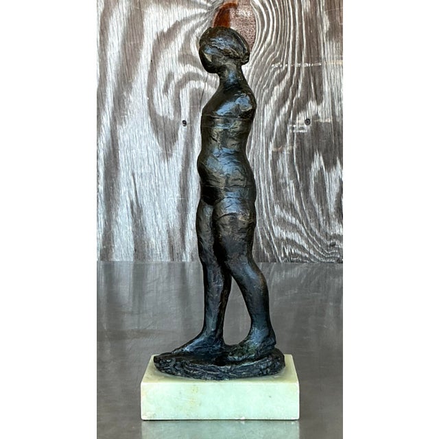 Metal Vintage Boho Bronze Female Figure For Sale - Image 7 of 9